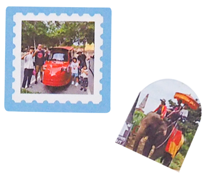 切手型のシールと、アーチ型のシール